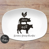 Eggs Bacon Milk Breakfast Personalized Platter, Father's Day, Mother's Day, Serving Tray, Grandma's Breakfast, Sunday Breakfast Plate