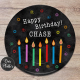 Happy Birthday Candles Personalized Plate, Birthday 10" Plate, First Birthday Girl Boy, Party Plate, Kids Plastic Plate