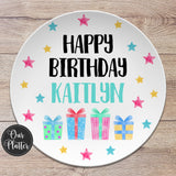 Happy Birthday Personalized Plate, Gifts Stars, Birthday 10" Plate, First Birthday Girl Boy, Party Plate, Kids Plastic Plate, Teen Birthday