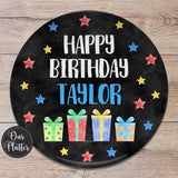 Happy Birthday Personalized Plate, Gifts Stars, Birthday 10" Plate, First Birthday Girl Boy, Party Plate, Kids Plastic Plate, Teen Birthday