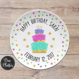Happy Birthday Personalized Plate, Dots, Sprinkles, Cupcake, Birthday Plate, First Birthday Girl, Plate for Her, Teen Birthday, Milestone