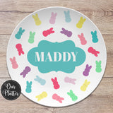 Easter Plates, Bunny Peeps Personalized Plates, Plates for Kids, Easter Gift for Girls, Easter Gift for Boys, Personalized Easter Gift