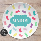 Easter Bunny Peeps Personalized Plate or Platter, Easter Hostess Gift, Easter Plates, Personalized Easter Gift, Basket Gift