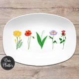 Birth Month Flower Family Custom Personalized Platter 