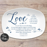 Love Corinthians Personalized Platter, Corinthians Verse 13:4-7 Scripture Platter, Wedding Shower Anniversary Gift, Bible Verse Custom Gift