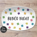 Bunco Night, Dice Game Night Custom Personalized Platter, Let's Roll, Serving Tray, Bunko Game