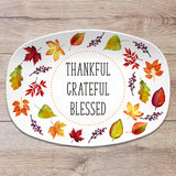 Fall Leaves Personalized Platter, Custom Serving Tray, Thanksgiving Autumn Gift Plate