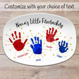 Handprint Custom Personalized Platter, Little Firecrackers, Gift from Kids, Handprint Plate 4th of July