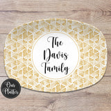 Marigold Hex Personalized Platter, Custom Name Family, Fall Thanksgiving Gift Plate