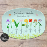 Grandma&#39;s Garden vertical text botanical flowers grass butterflies