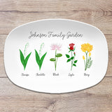 Birth Flower Family Custom Personalized Platter