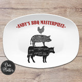 BBQ Butcher Cuts Cow Chicken Pig - Custom Personalized Platter