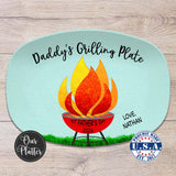 BBQ Grilling Personalized Platter - Flames Design | Father's Day Gift