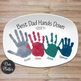 Helping Hands Handprint Personalized Platter, Custom Handprint Gift from Kids, Gift for Dads, Gift for Moms, Best Mom, Best Hands Down