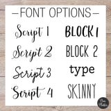 A listing of 8 font styles to select from for the plate