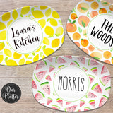 Personalized Platter Fruit Design, Lemon Orange Watermelon, Summer Outdoor Serving Plate for Pool Backyard Patio Gift, Custom Tray Pattern