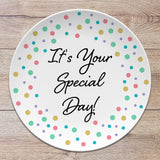 You Are Special Personalized Plate, Dots, Sprinkles, Confetti, 10" Plate, Milestone Birthday, Special Day, Sweet 16