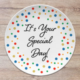 You Are Special Personalized Plate, Dots, Sprinkles, Confetti, 10" Plate, Milestone Birthday, Special Day, Sweet 16