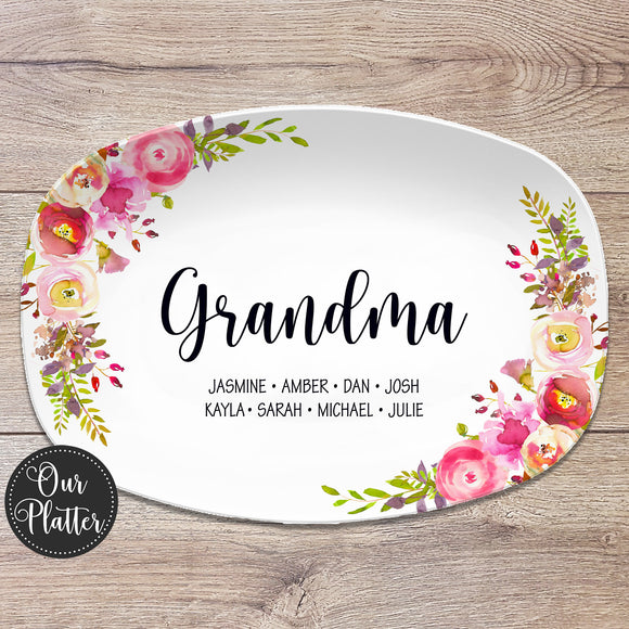 Happy Mother's Day Pink Floral Platter for Mom Grandma Nana