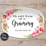 My Greatest Blessings Pink Floral Platter for Mom Grandma Nana Grammy