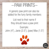 paw prints can be added for furry family members and beloved pets. list next to their name if they should have a paw print