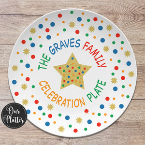 Celebration Plate, You Are Special Personalized Plate, Dots, Sprinkles, Confetti, 10" Plate