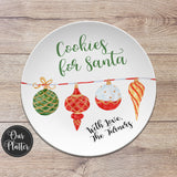 10 inch round cookies for santa personalized holiday christmas plate; milk and cookie plate; keepsake holiday gift; christmas ornaments design