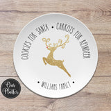 10 inch round cookies for santa personalized holiday christmas plate; milk and cookie plate; keepsake holiday gift; rudolph reindeer design