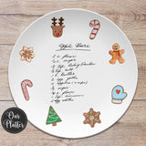 Christmas Cookie Recipe Handwritten Personalized Plate | 10" Round | Handwriting Note