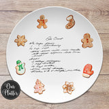 Christmas Cookie Recipe Handwritten Personalized Plate | 10" Round | Handwriting Note