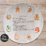 Christmas Cookie Recipe Handwritten Personalized Plate | 10" Round | Handwriting Note