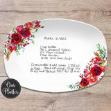 Handwritten Recipe Personalized Platter | Floral Handwriting Plate • Recipe Card • Keepsake | Gift for Mom or Grandma