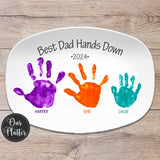 Best Dad Handprint Personalized Platter |Father's Day Custom Gift from Kids, Gift for Dads, Gift for Moms, Best Mom, Best Hands Down