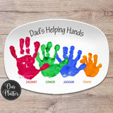 Helping Hands Handprint Personalized Platter, Custom Handprint Gift from Kids, Gift for Dads, Gift for Moms, Best Mom, Best Hands Down