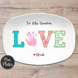 Handprint Love Heart Custom Personalized Platter, Gift from Kids, Handprint Plate, Valentine, Mother's Day, Gift for Her, Gift for Mom