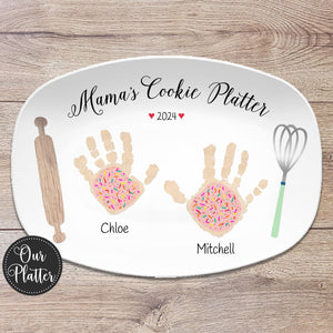 Handprint Cookie Custom Personalized Platter, Gift from Kids, Handprint Plate, Cookie Tasting Crew