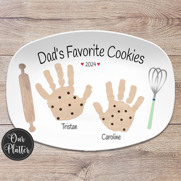 Handprint Cookie Custom Personalized Platter, Gift from Kids, Handprint Plate, Cookie Tasting Crew, Little Baking Helpers