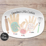 Handprint Cookie Custom Personalized Platter, Gift from Kids, Handprint Plate, Cookie Tasting Crew, Little Baking Helpers