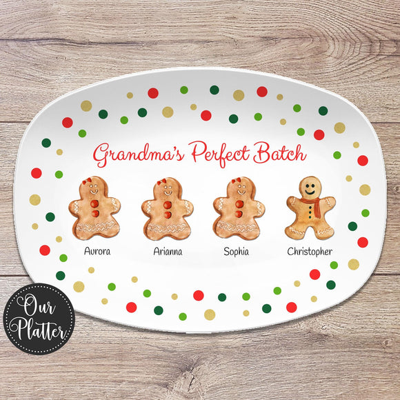 Perfect Batch Gingerbread Custom Personalized Platter | Christmas Cookies • Gift for Grandma • From Grandkids