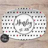 Dots Pattern Personalized Custom Platter | Pattern Designs | custom family name platter