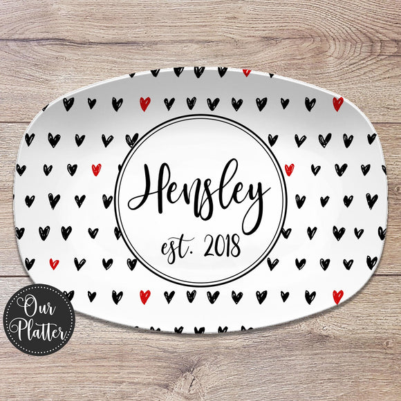 Personalized Hearts Platter: Custom Family Name Plate