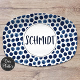 Black and White Dots Personalized Custom Platter | Pattern Designs | custom family name platter