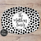 Dots Pattern Personalized Custom Platter | Pattern Designs | custom family name platter