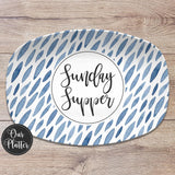Black and White Dots Personalized Custom Platter | Pattern Designs | custom family name platter