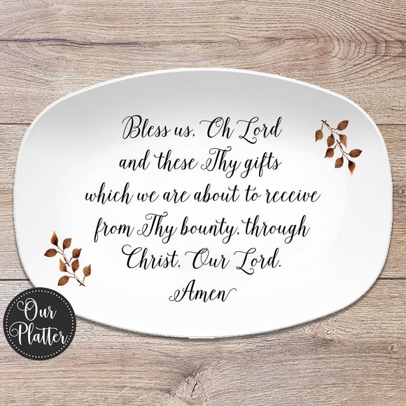 Bless Us Oh Lord Blessing Prayer Custom Personalized Platter