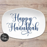 Happy Hanukkah Gold Snowflakes Holiday Personalized Platter