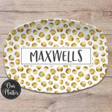 Personalized Black and White Squares Platter: Custom Family Name