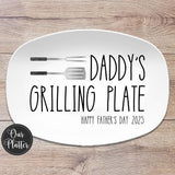 Custom Grilling Platter for Dad | Personalized BBQ Plate | Fathers Day Gift from Kids | Grill Master Serving Tray