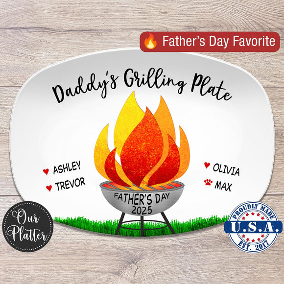 BBQ Grilling Plate - Flames Design