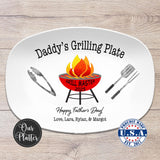 Grilling Personalized Plate, Daddy's BBQ Plate for Father's Day from Kids, Custom Grill Gift for Him for Birthday, Grill Master Dad